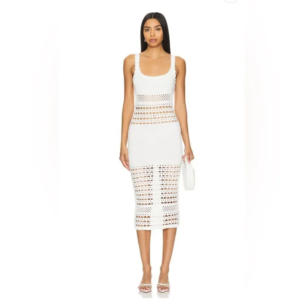 NWT RETROFÊTE AVRIL KNIT CROCHET DRESS in white - Picture 8 of 13